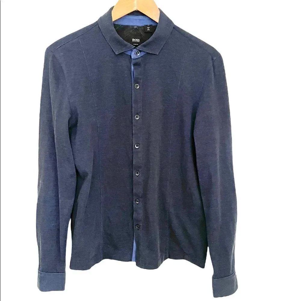 Hugo Boss, Boss Slim Fit Shirt, Jersey Stretch Denim/Navy Blue